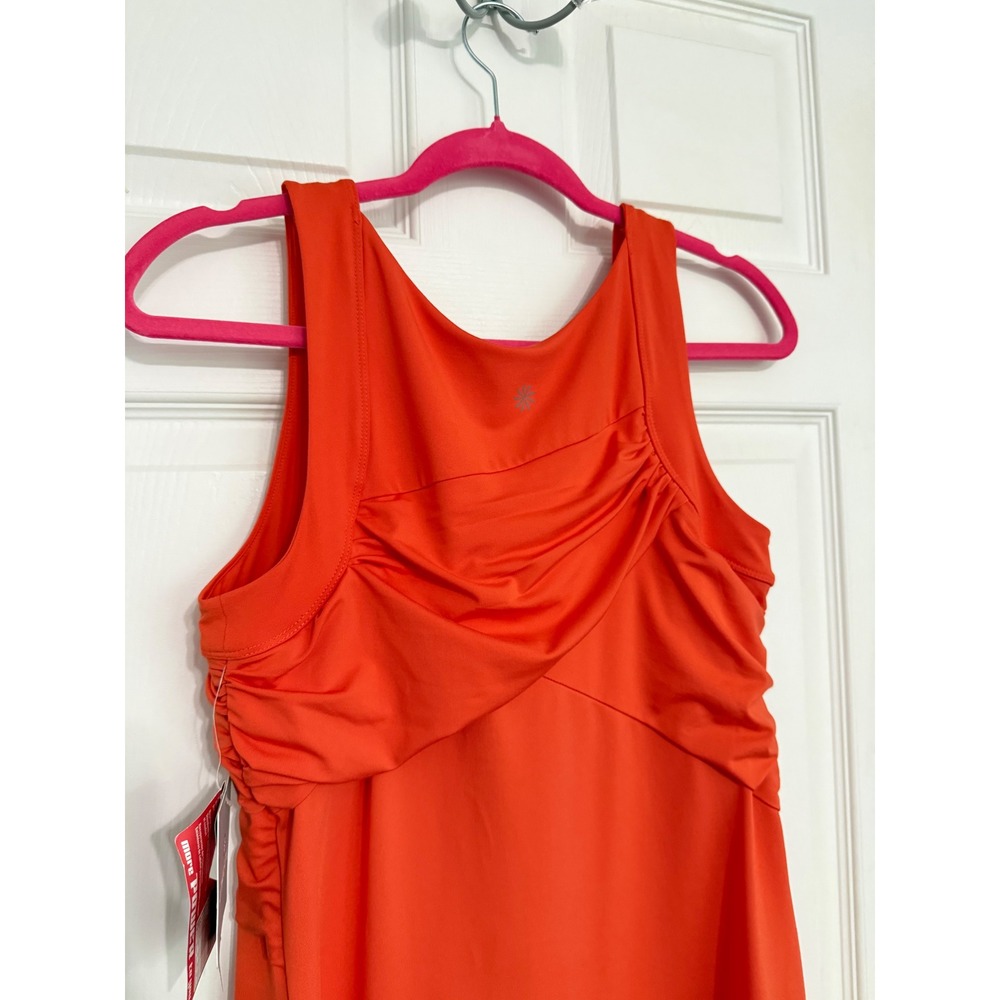 Athleta Orange Ruched Crossover Active Dress Women's Med Lycra Sport Athleisure - Picture 4 of 8